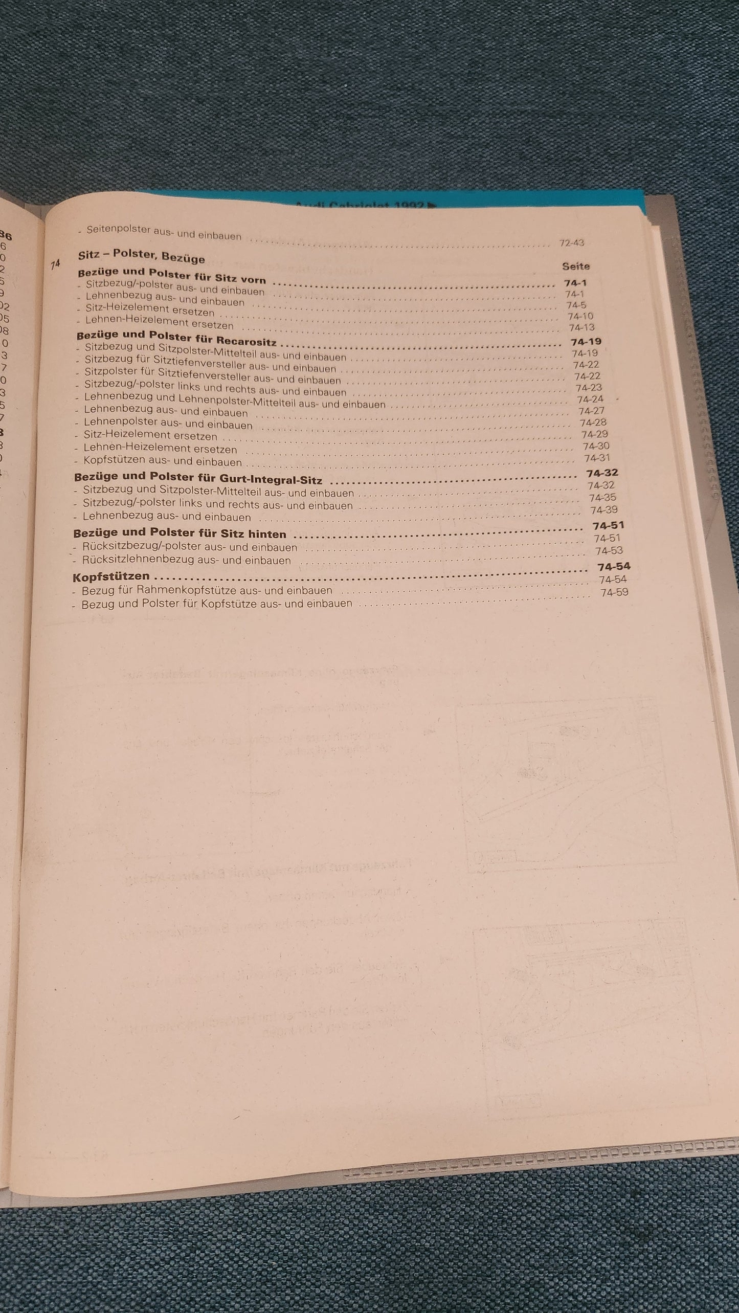 Audi 80/90 Cabriolet B4 Typ 89 Karosserie Montagearbeiten 1992 Reparaturleitfaden Werkstattbuch