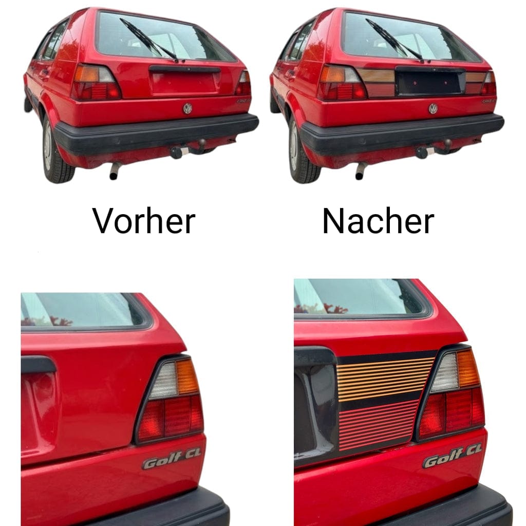 Heck Dekor Set im Kamei Style für Golf 2 im Heckblenden Style  Neu Ref. 49295