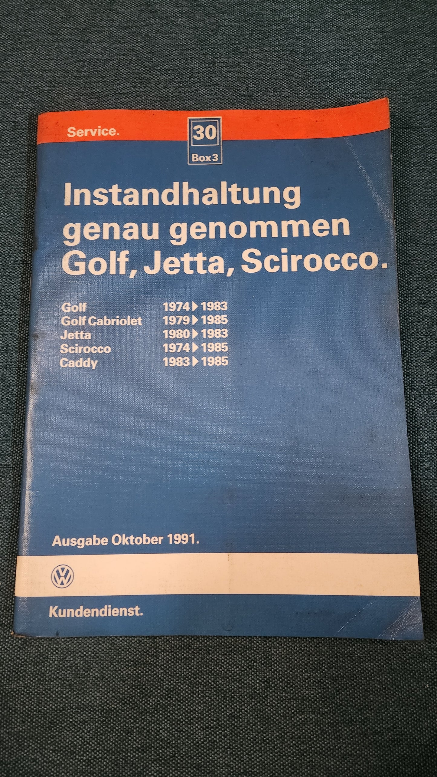 Golf/Jetta1/Caddy14D/Scirocco1/2 Cabriolet Instandhaltung genau genommen Nr.30 Reparaturleitfaden Werkstattbuch