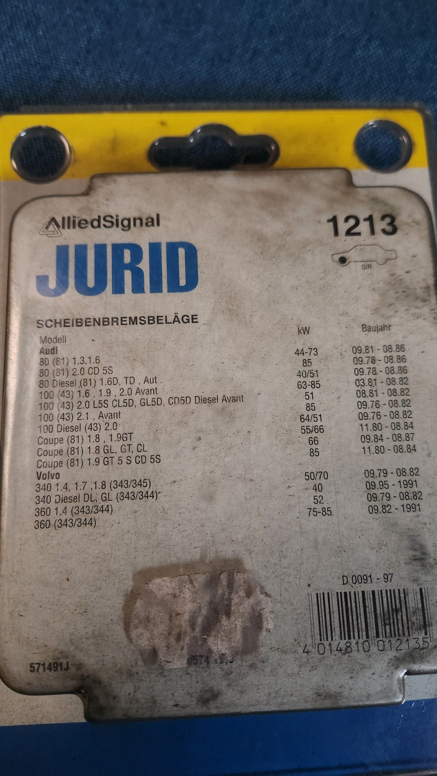 Brake pads Audi 80 B2/100C2/Coupe Jurid 1213 Nos D4
