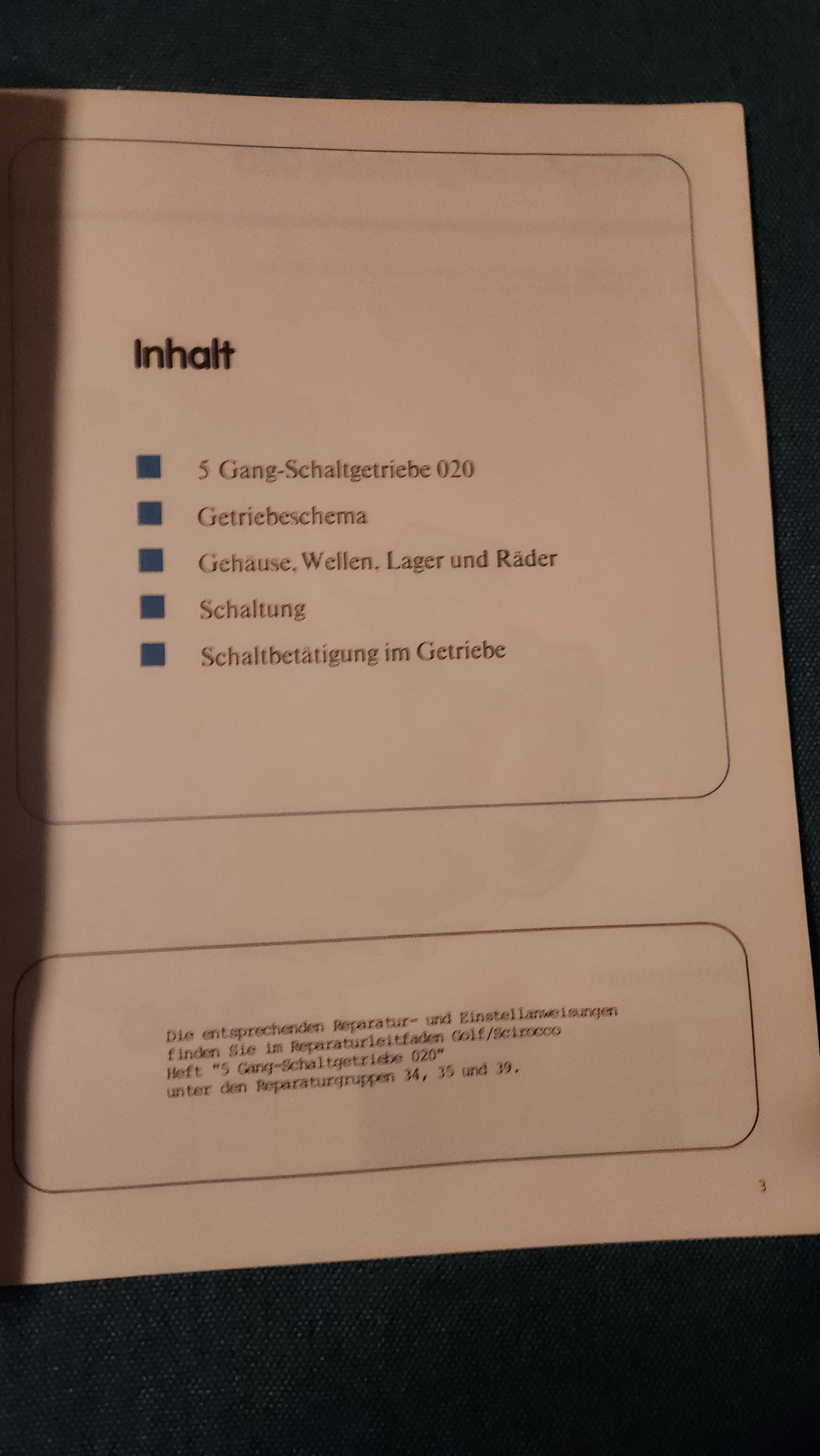 5-Gang Schaltgetriebe 020  Selbststudienpogramm Nr. 23 Werkstattbuch Reparaturleitfaden