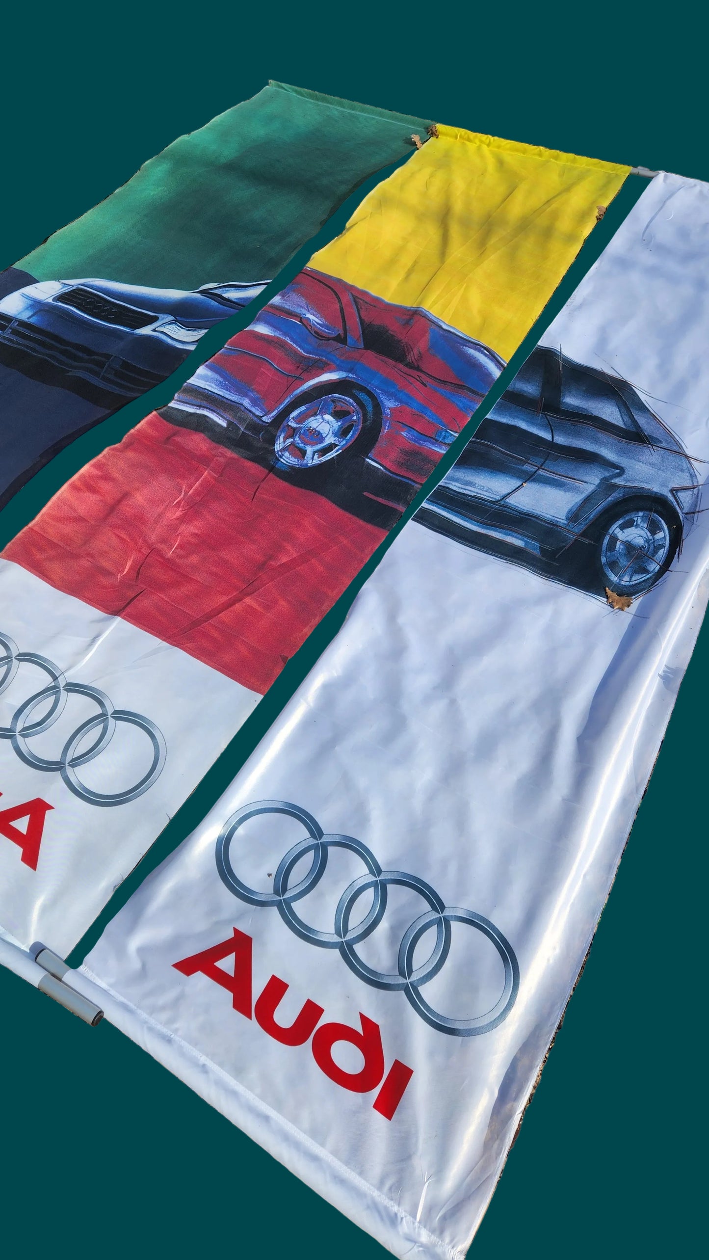 Audi A3/S3 8L Fahne Flagge Werbung 3 Teilig Original Audi 3,00x75 Motiv 1-3 Nos F1/F3