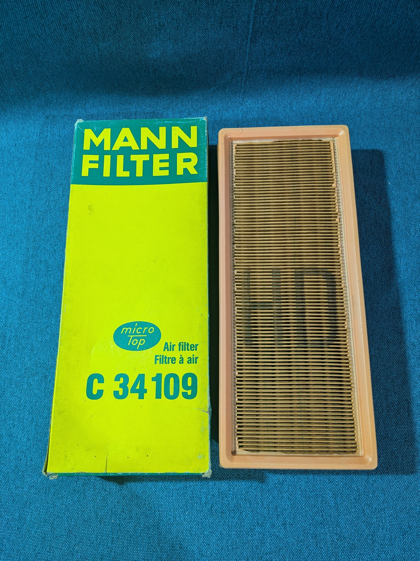 Luftfilter Mann C34109 Caddy14D/Golf/Jetta/1/2/Passat/B1/B2/B3/Santana/T3 Bus/Audi 80/90/B2/B3/B4/100/C2/C3/Cabriolet/Coupe/Quattro 681296201 NOS/Neu B9