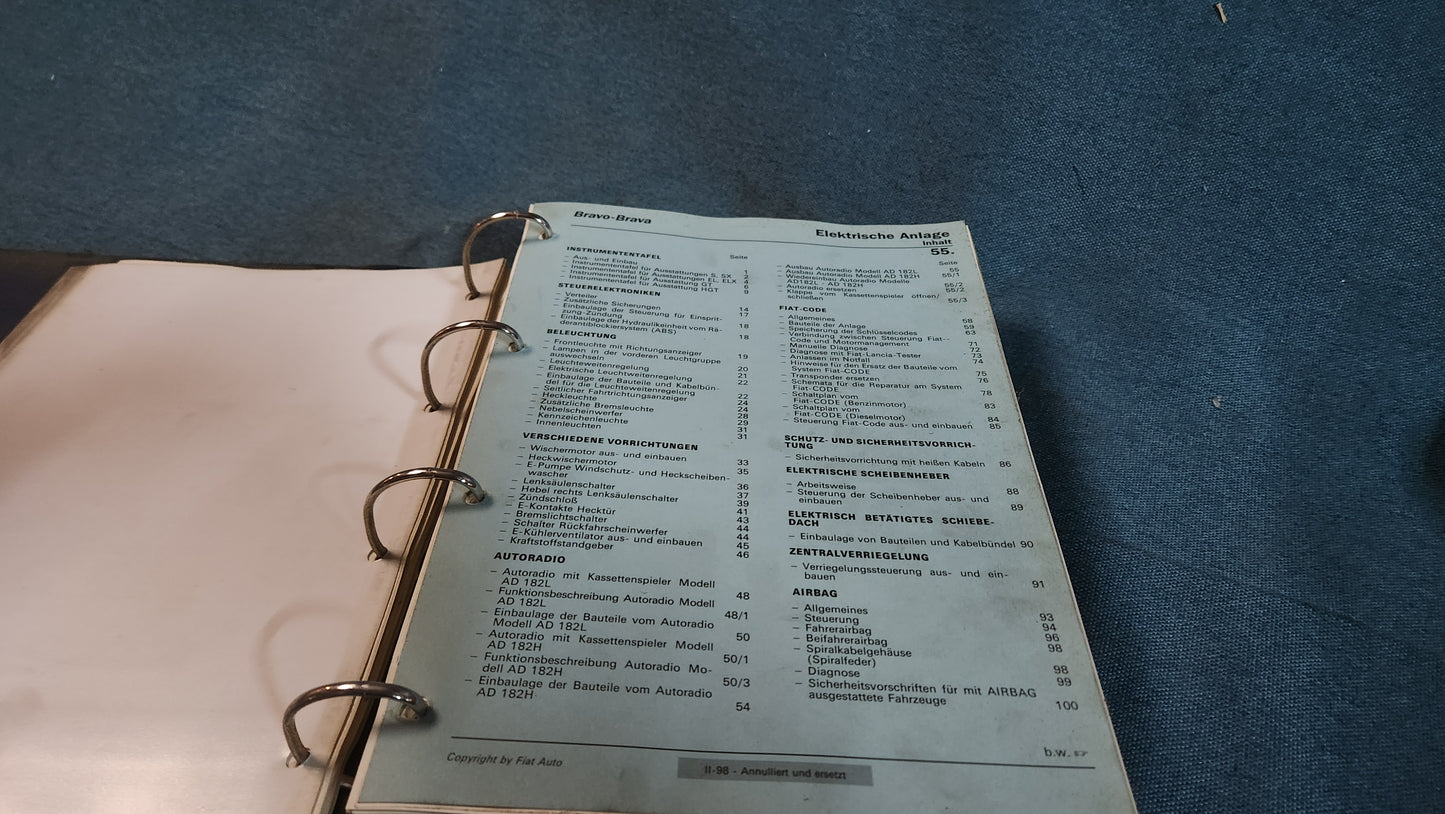 Fiat Bravo Brava Werkstattordner Reparaturleitfaden