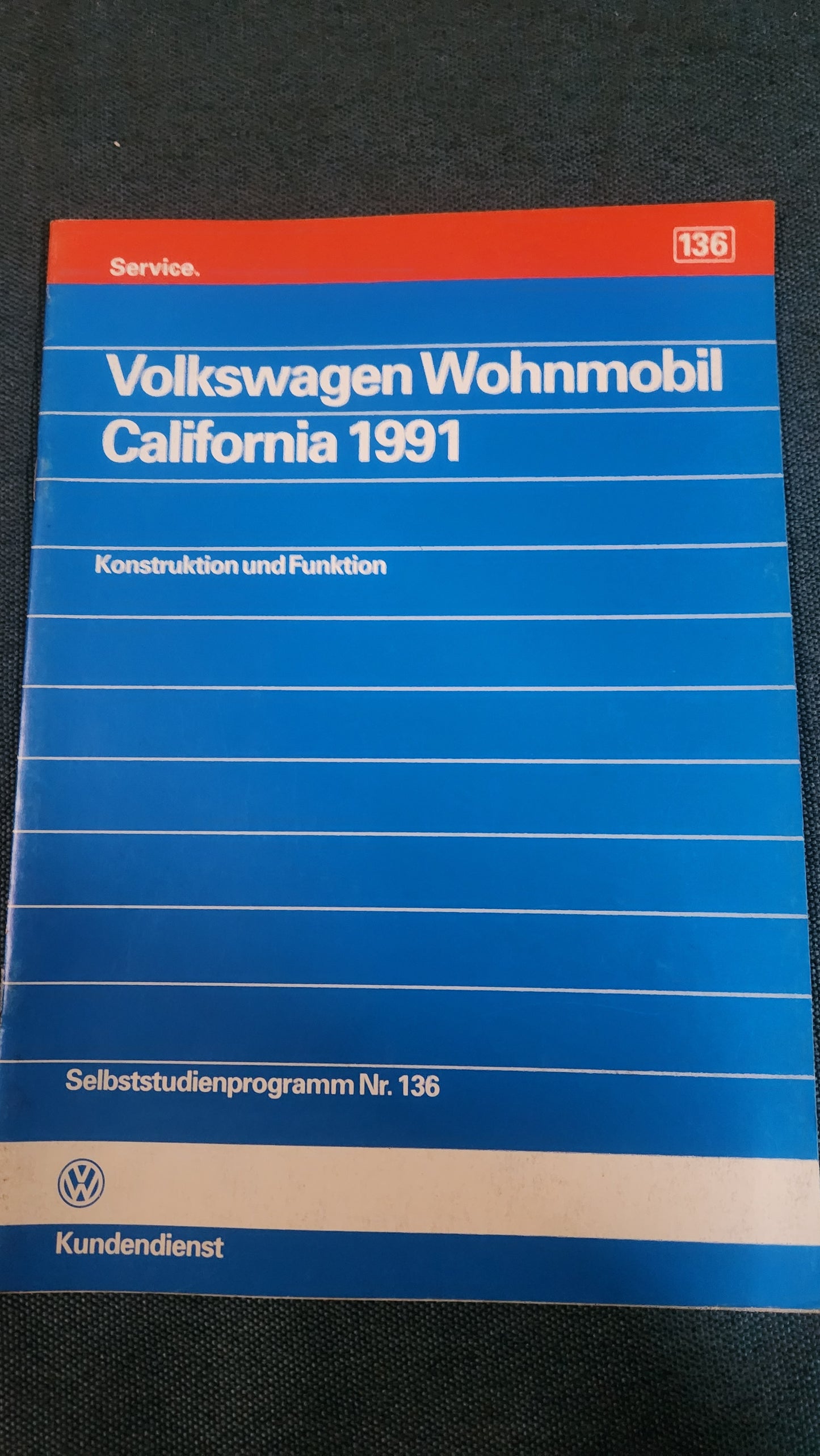 Volkswagen Wohnmobil California 1991 T4 Selbststudienprogramm Nr. 136 Reparaturleitfaden Werkstattbuch