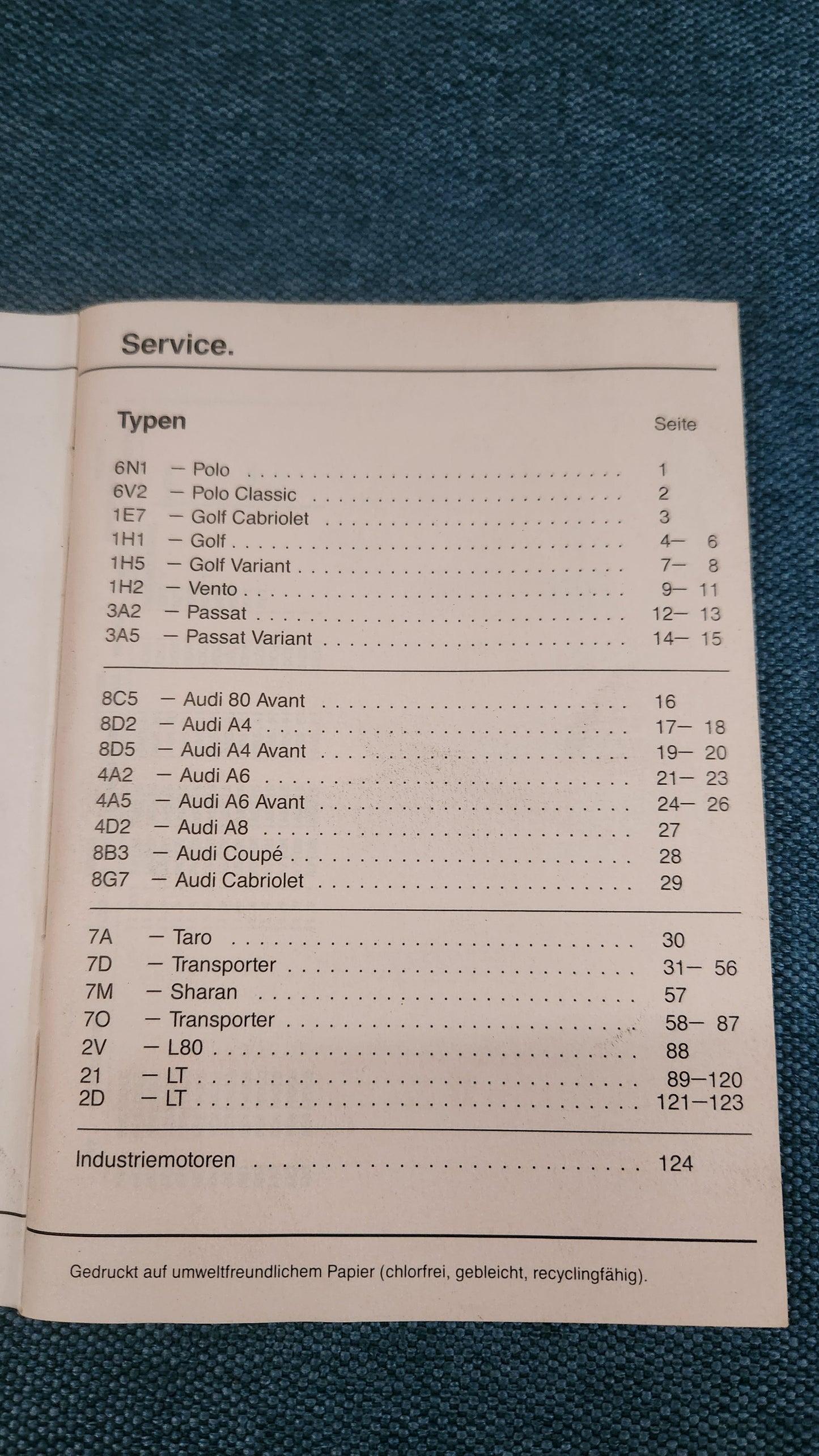Type Plates Model Year 1996 Polo 6N/Golf 3/Vento/Passat B4/T4 Bus/Sharan/LT2/Taro/Audi 80 B4/A4 B5/A6 C5/A8 D2 Repair Manual Workshop Book