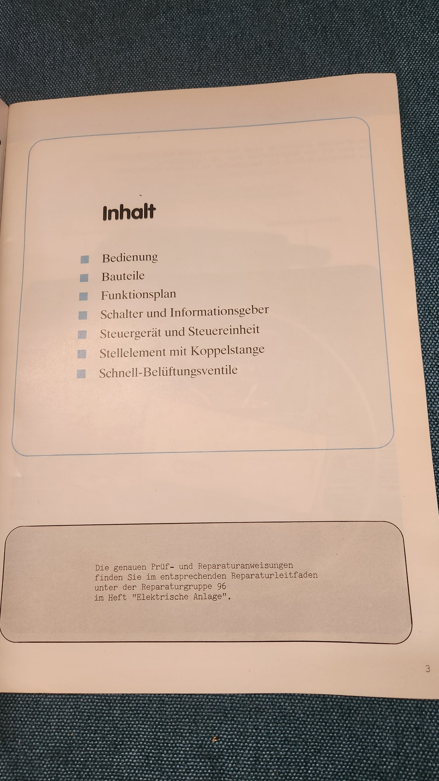 Pneumatische Geschwindigkeits-regelanlage Tempomat  Selbststudienpogramm Nr. 33 Werkstattbuch Reparaturleitfaden