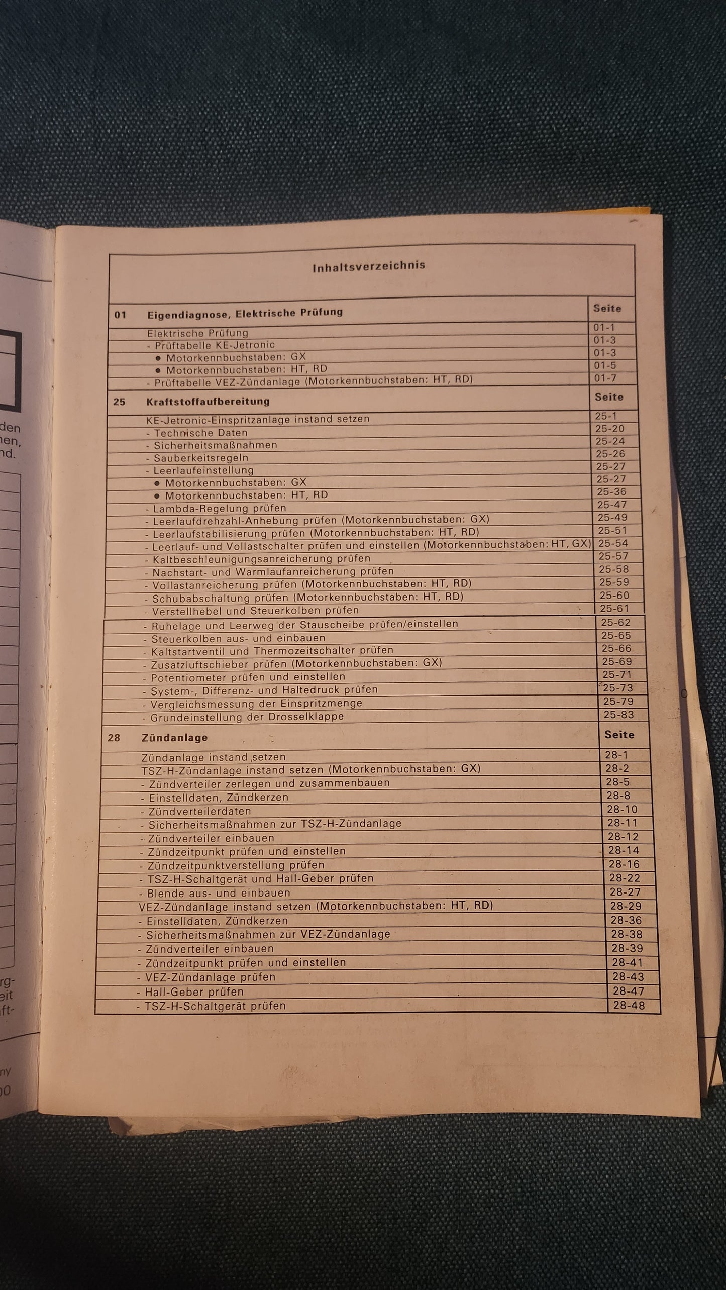 Golf2/Jetta2 GX HT RD Motor Reparaturleitfaden Werkstattbuch