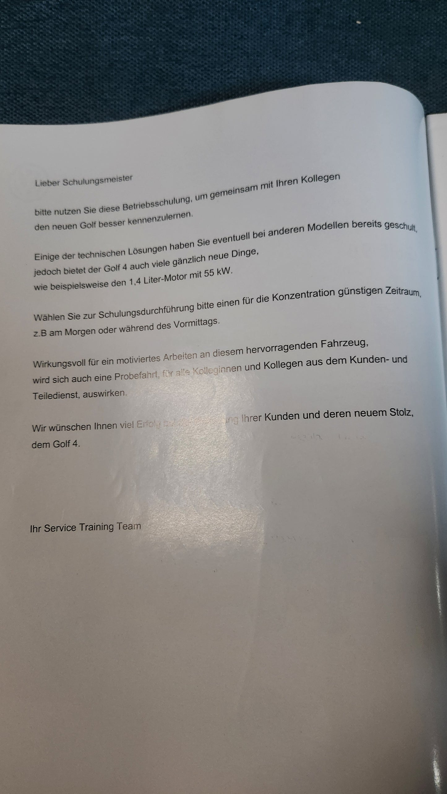 Golf 4 98 Operating Training Guide VW