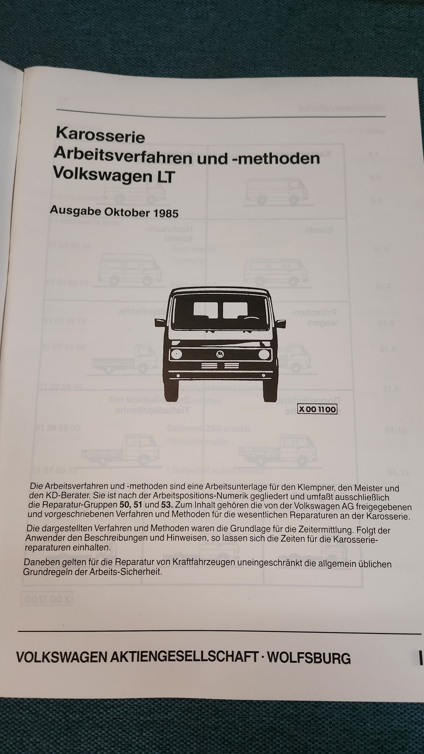 LT 1 Karosserie Arbeitsverfahren und -methoden Reparaturleitfaden Werkstattbuch