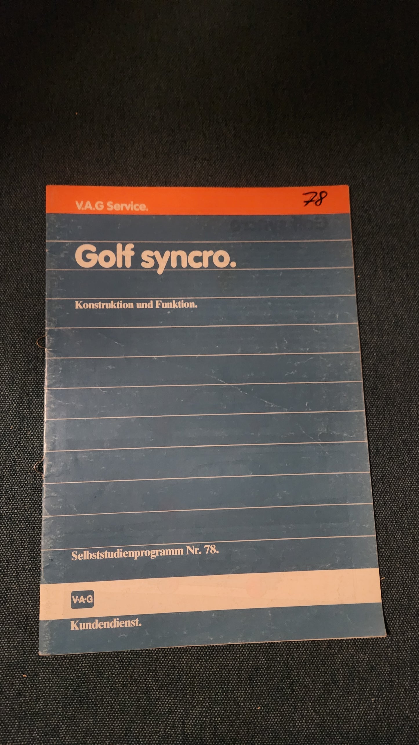 Golf 2 Syncro  Selbststudienpogramm Nr. 78 Werkstattbuch Reparaturleitfaden